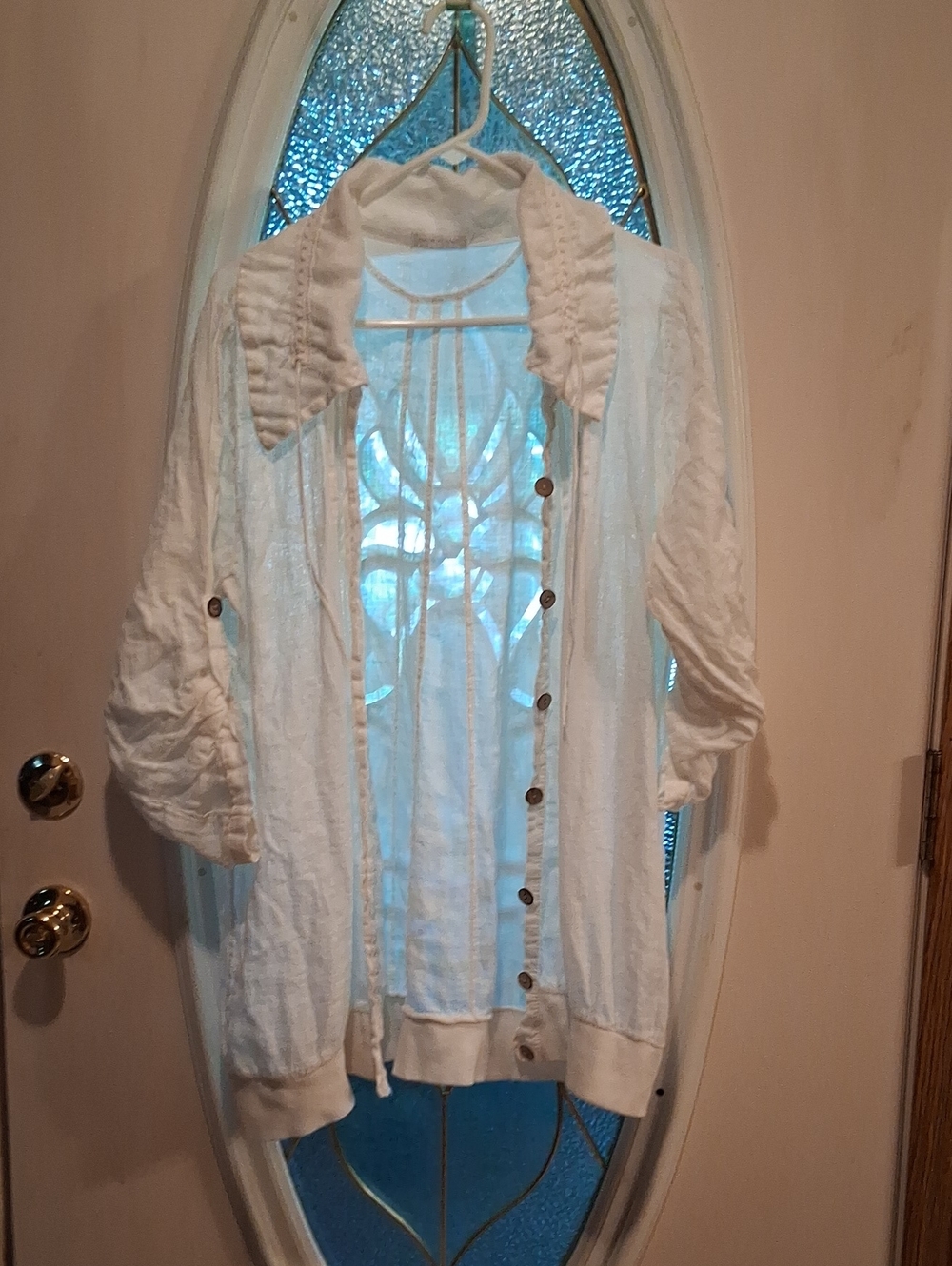 Vintage White Women's Button-Front Linen Shirt